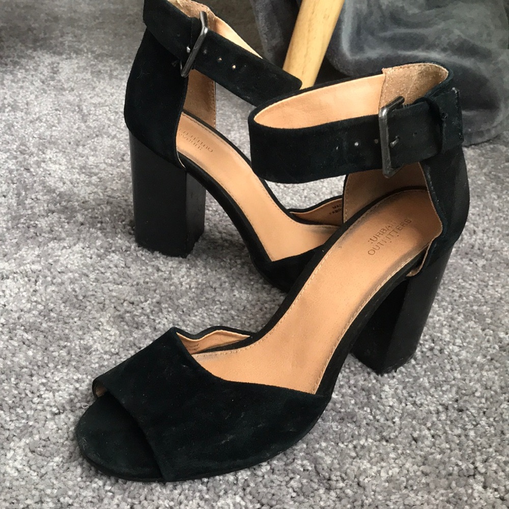 Black suede pumps, worn once at an event